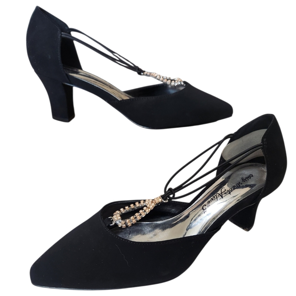 Easy Street Alive 5 MOONLIGHT BLACK LAMY Black Tie Rhinestone Pumps Size 7W